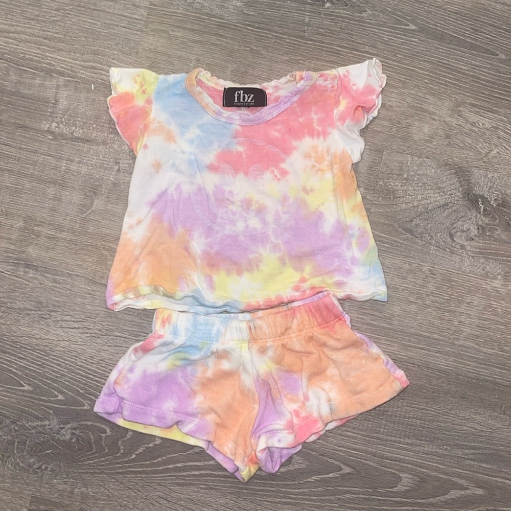 Flowers By Zoe Tie Dye Short Set 12 Months